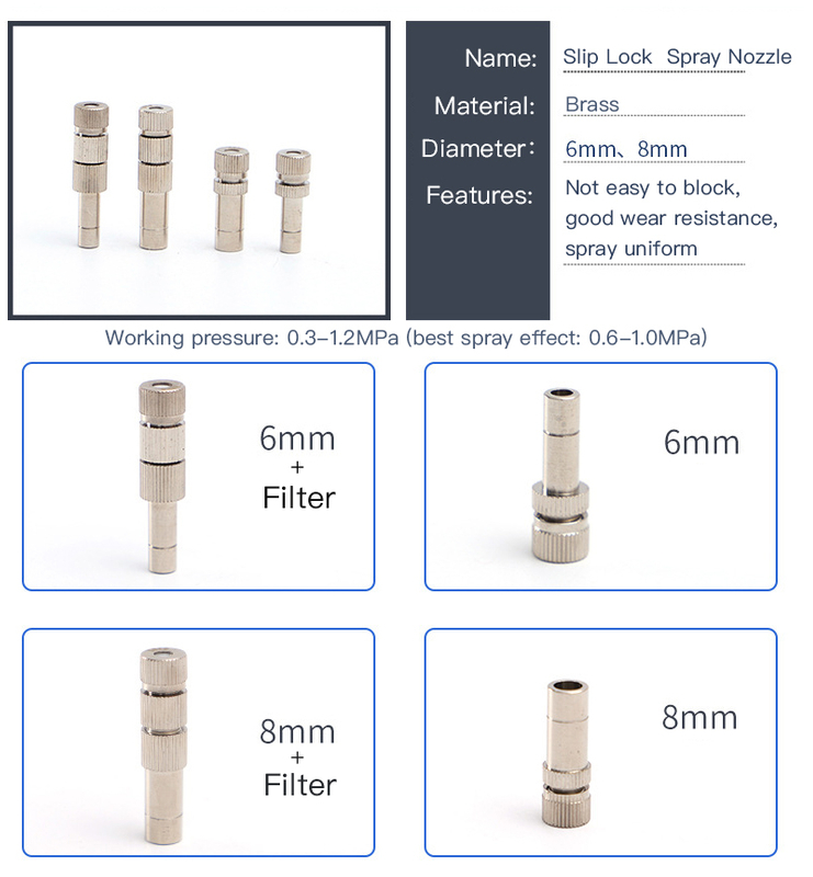 Anti-Drip Quick Connect Push-in Brass Fog Fine Mist Nozzle for Disinfection Sterilize